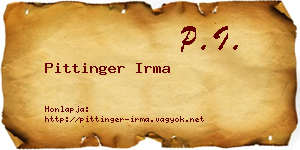 Pittinger Irma névjegykártya